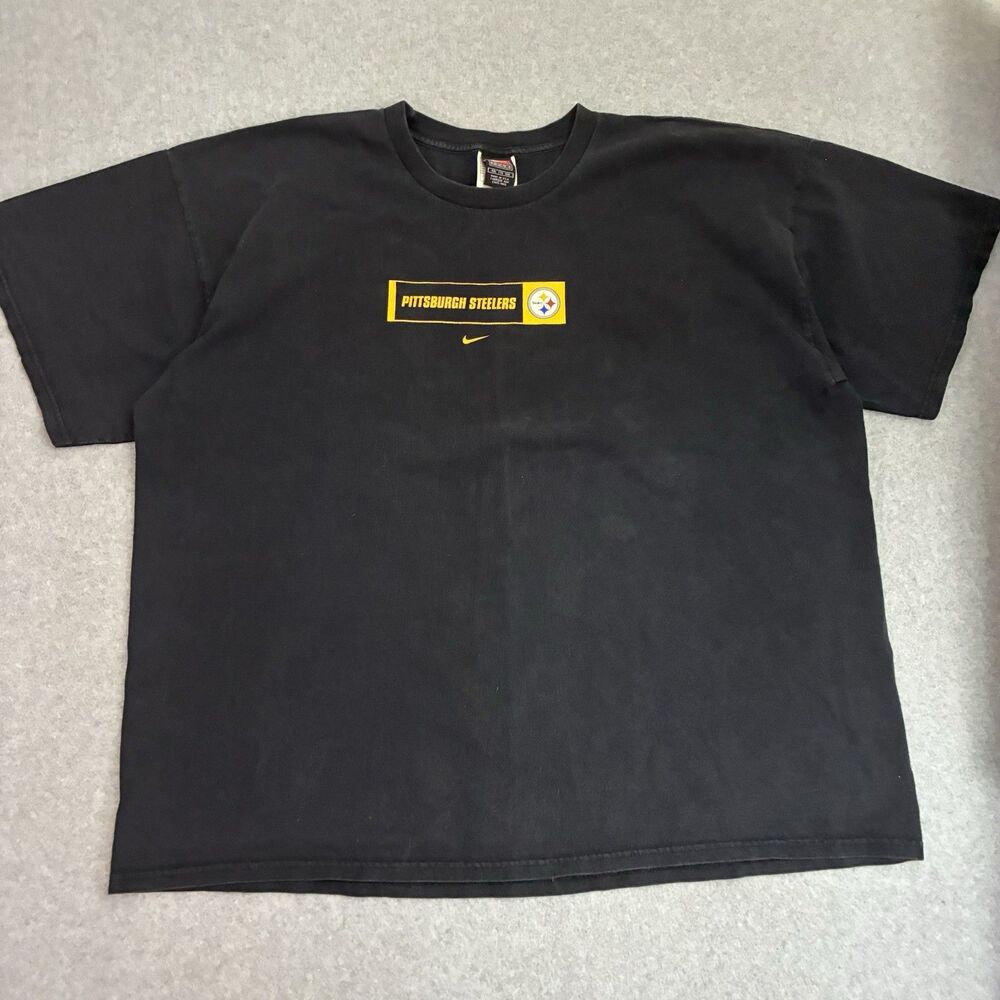 Vintage Nike Pittsburgh Steelers Football T Shirt Black USA Made Men XXL